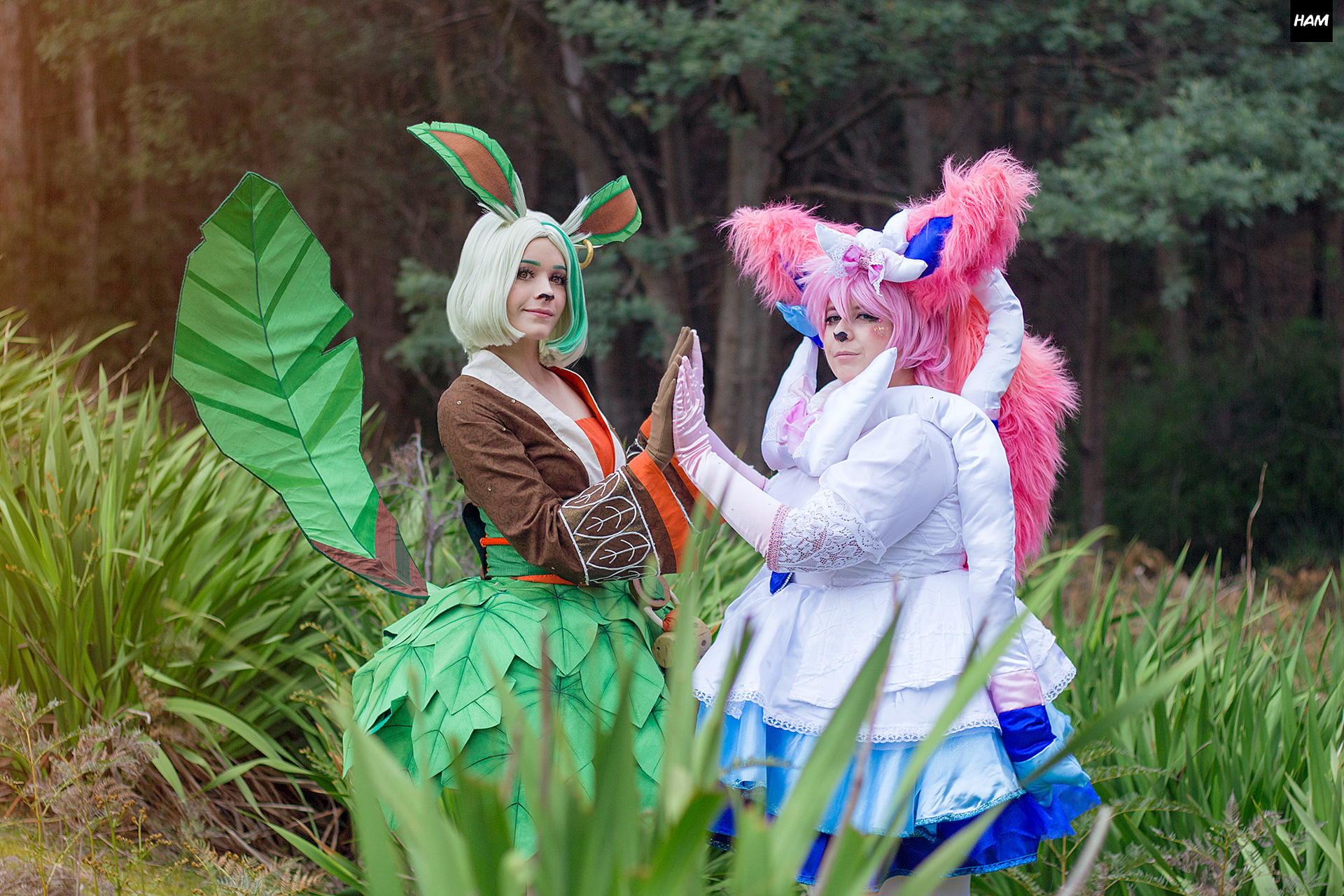 Leafeon by @tendertough_cos & Sylveon by @_meereh_