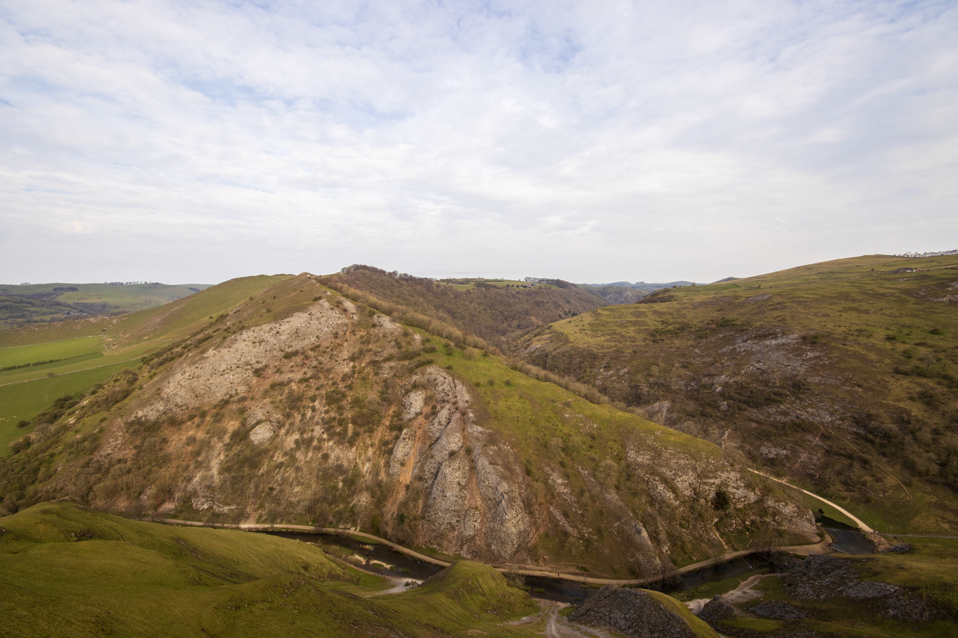 View from the top of Thorpe Cloud over Bunster Hill and River Dove