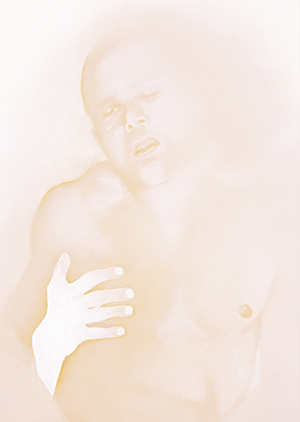 "Étreinte Vapeur" Aquarelle et pastel sur papier 460x610 mm 2019