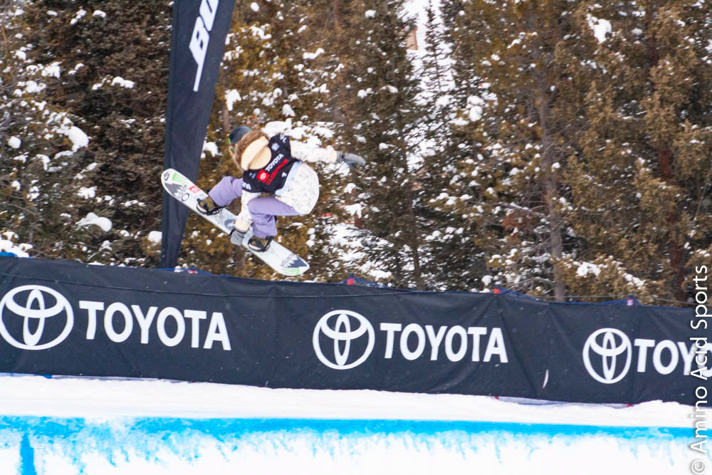 Chloe Kim (California USA, (1)) builds momentum with an indy Method Air