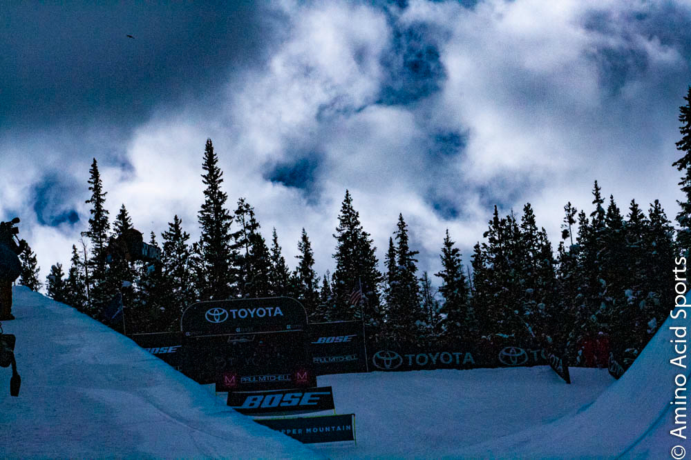 Japan's Yuto Totsuka corks his mid grab back flip in the Halfpipe