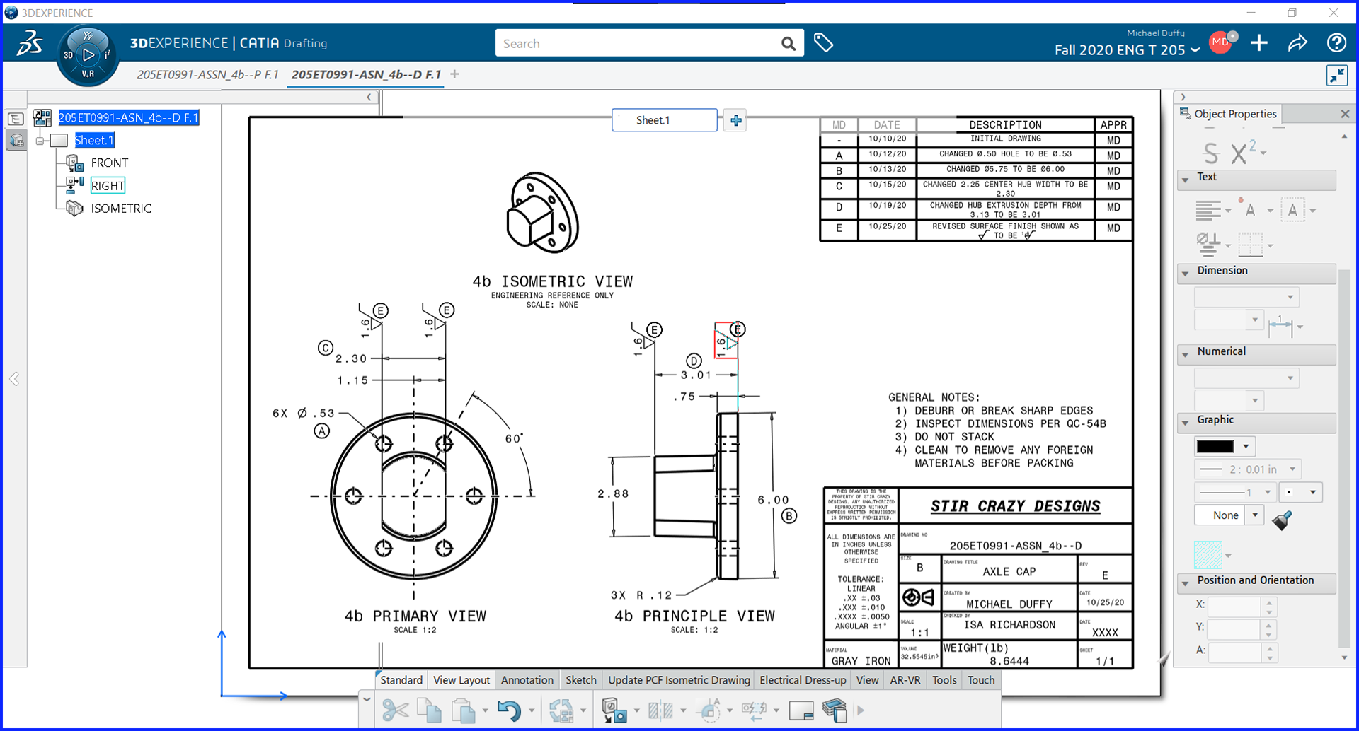 Cast Wheel Hub w/ Draft - Drawing - CATIA 3D Exp