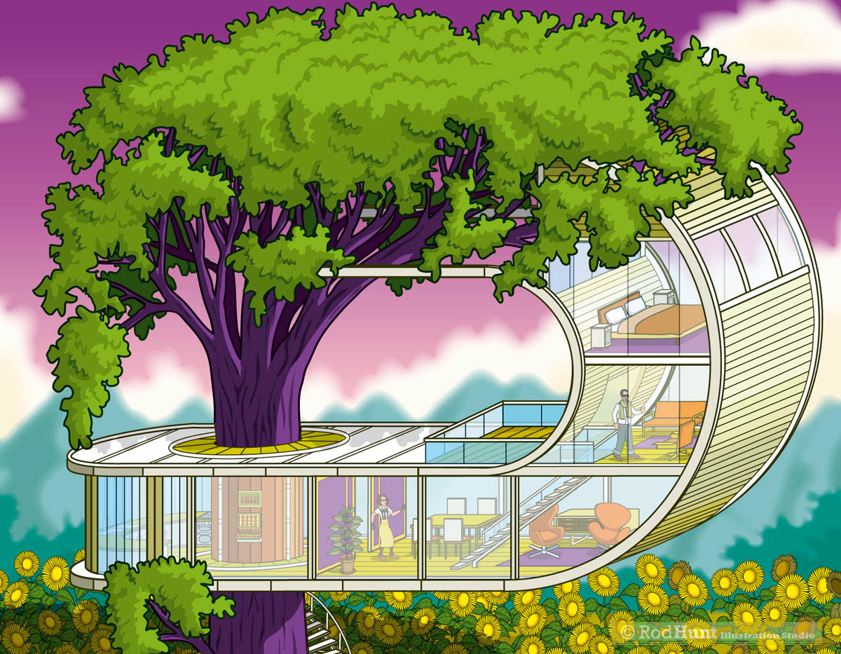 Retro Home Illustration by Rod Hunt