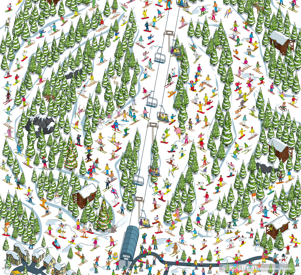 Skiing Trail Maps - Cartography illustrations, US ski resort