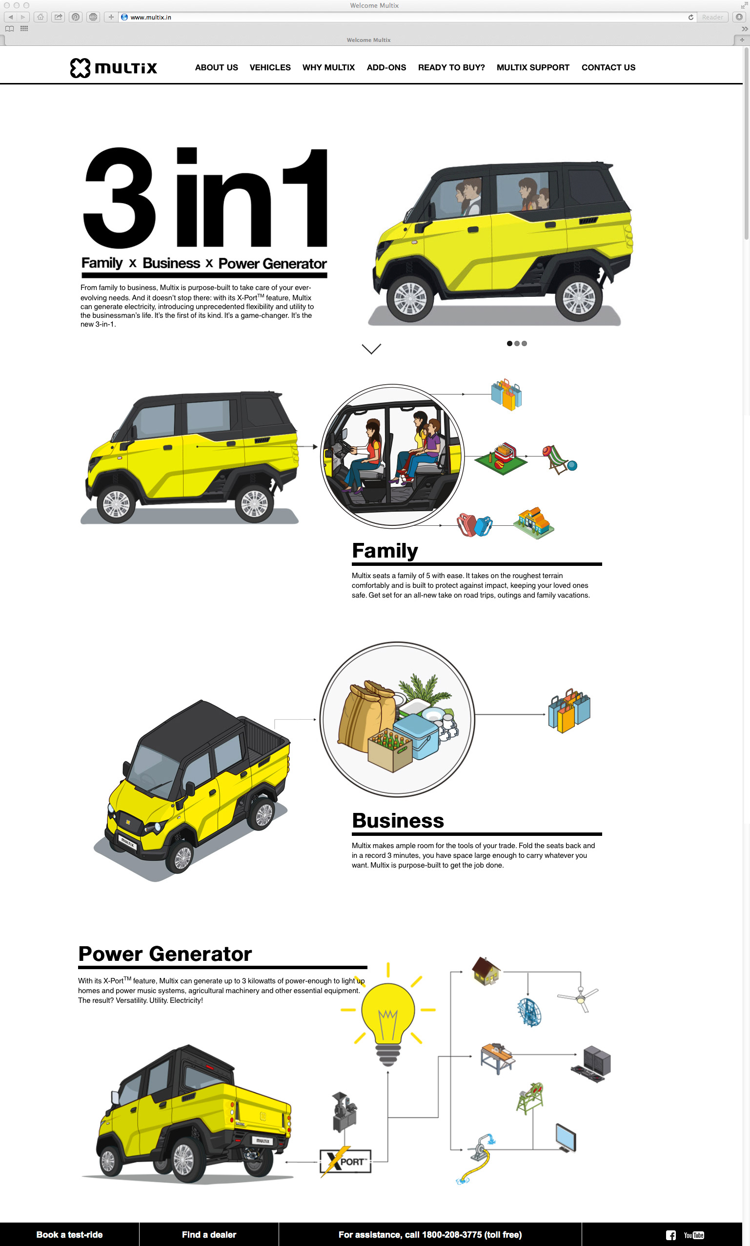 Illustrated website for a car manufacturer