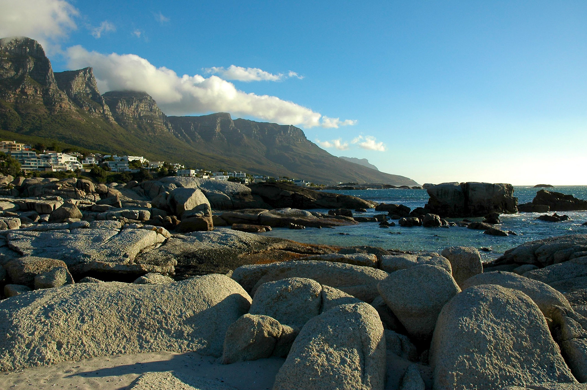 View of the 12 Apostles from the beach at Camps Bay