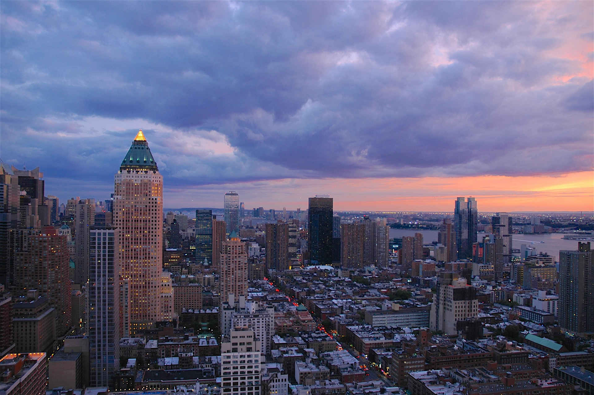 Looking south from midtown as the sun goes down