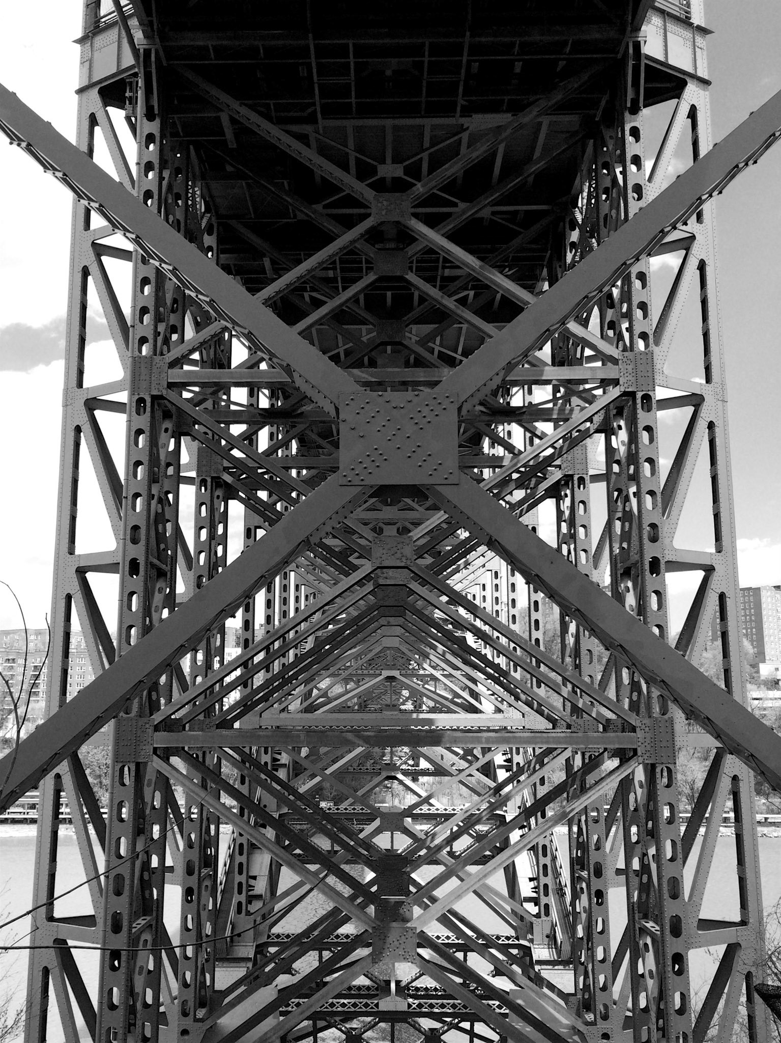View of the structure under the Henry Hudson Bridge, at the north end of Manhattan