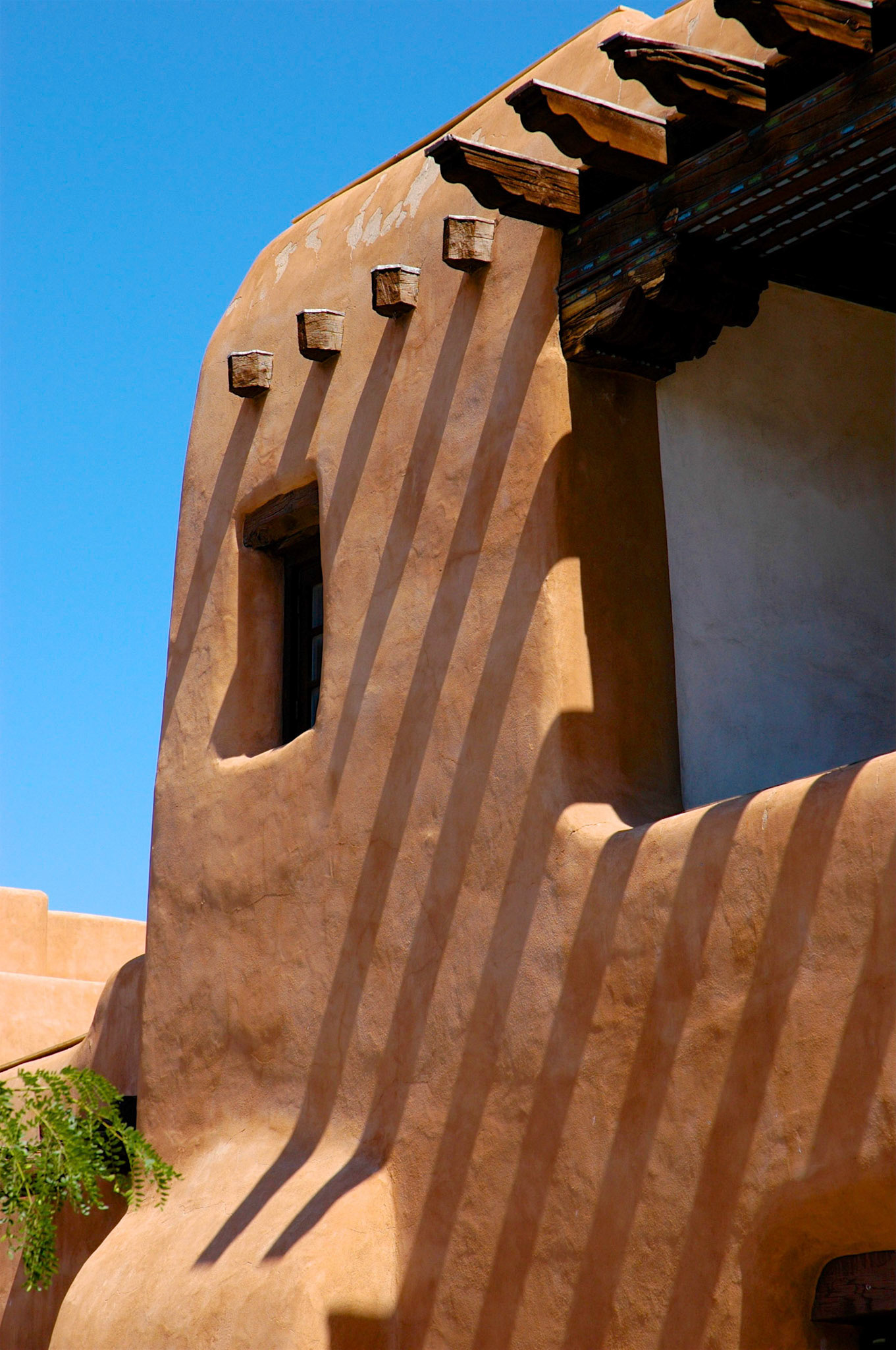 Shadows on an adobe building in Santa Fe
