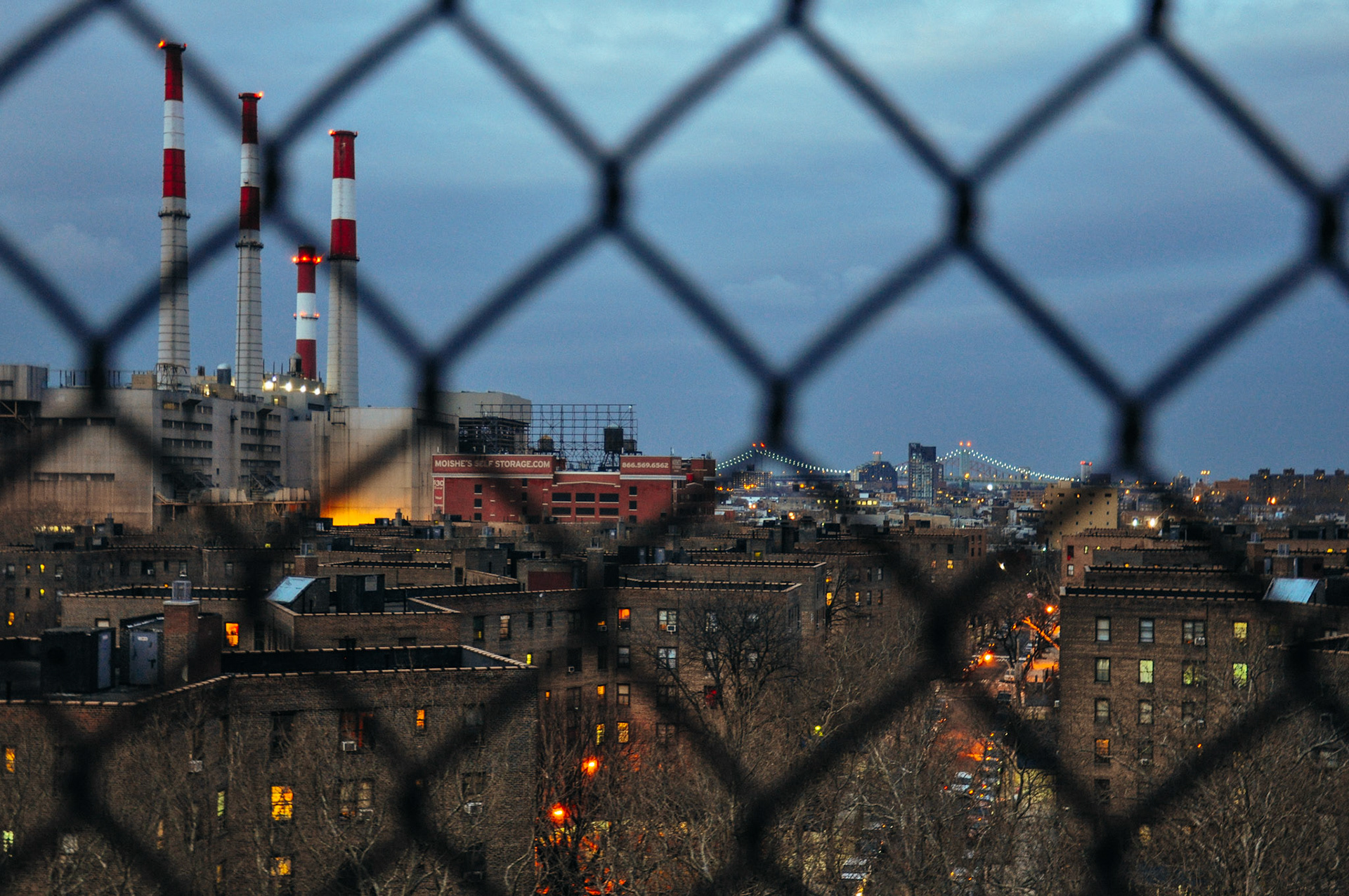 Crossing the Queensboro Bridge leaving Astoria, Queens.  The Triborough Bridge is in the distance.