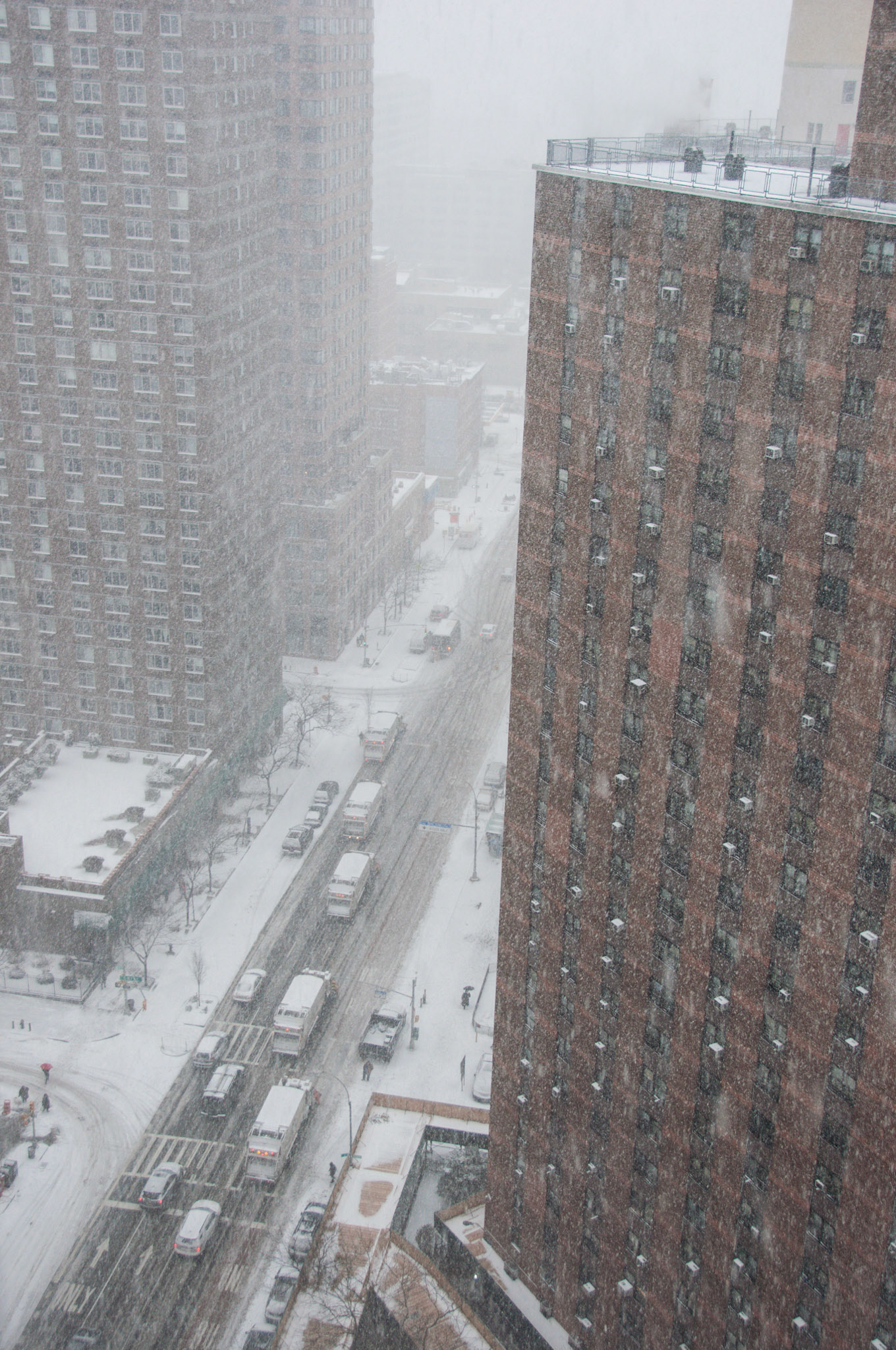A team of 5 plows attempts to clear the Avenue.