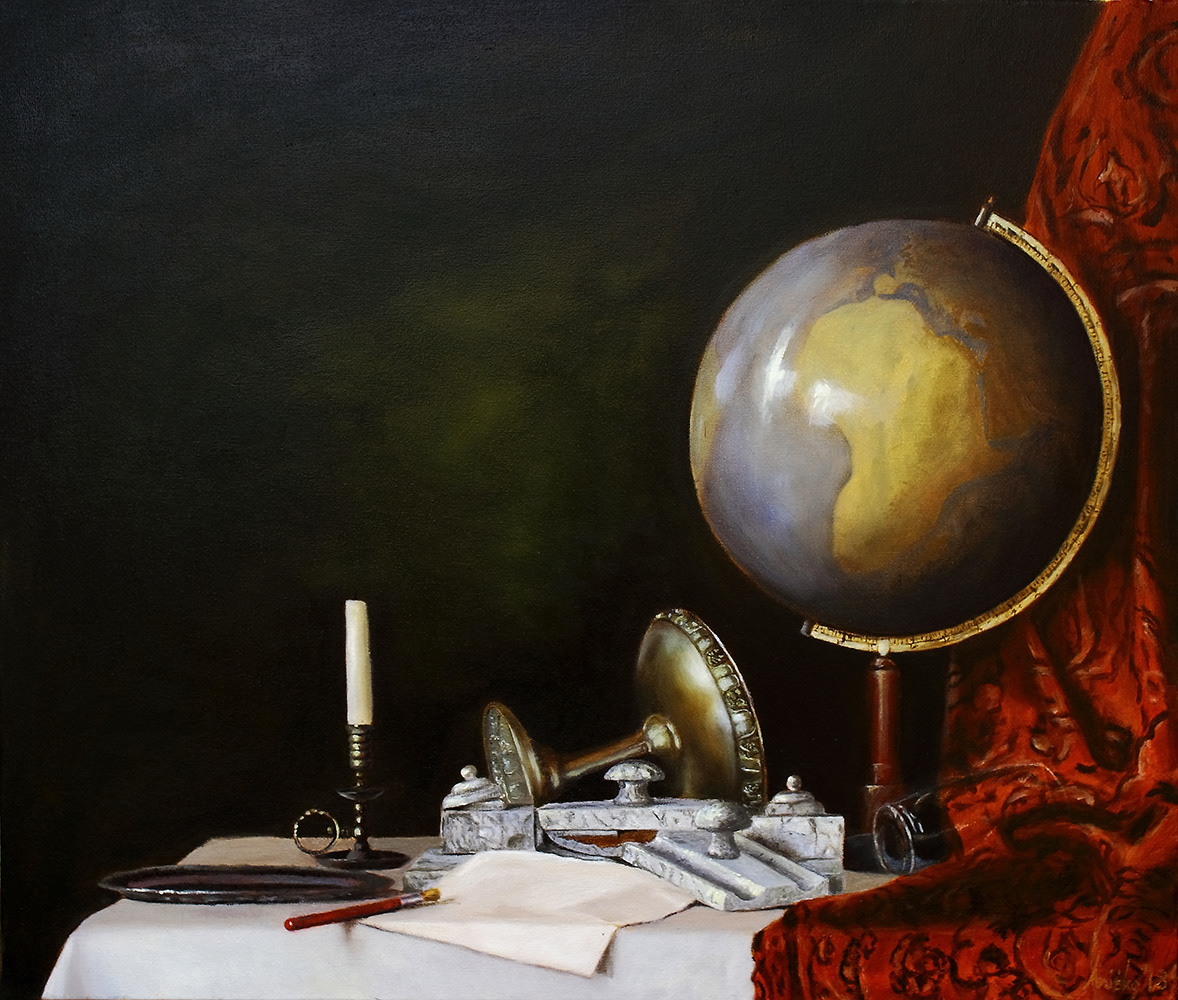 Still Life with a Globe - Oil on Canvas