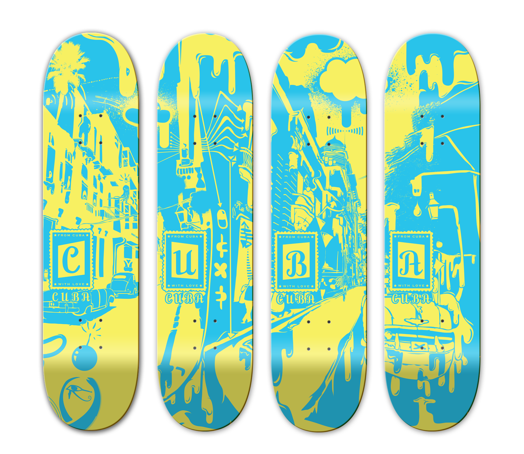 Cuba Skate - 4 part Illustration