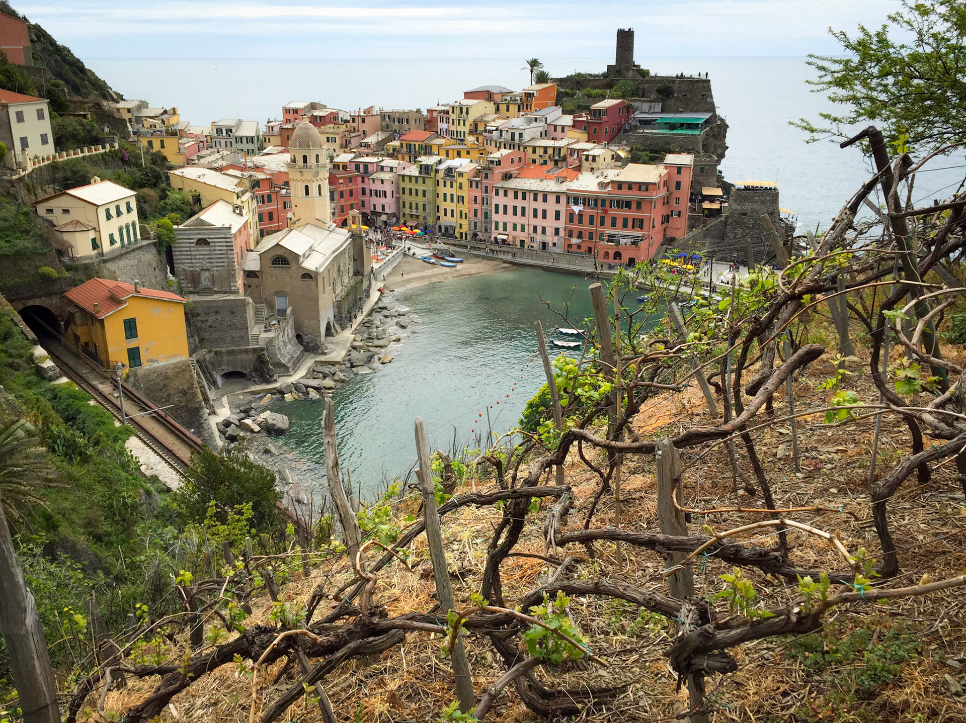Village of Vernazza at Cinque Terre with its harbor (Liguria, Italy)