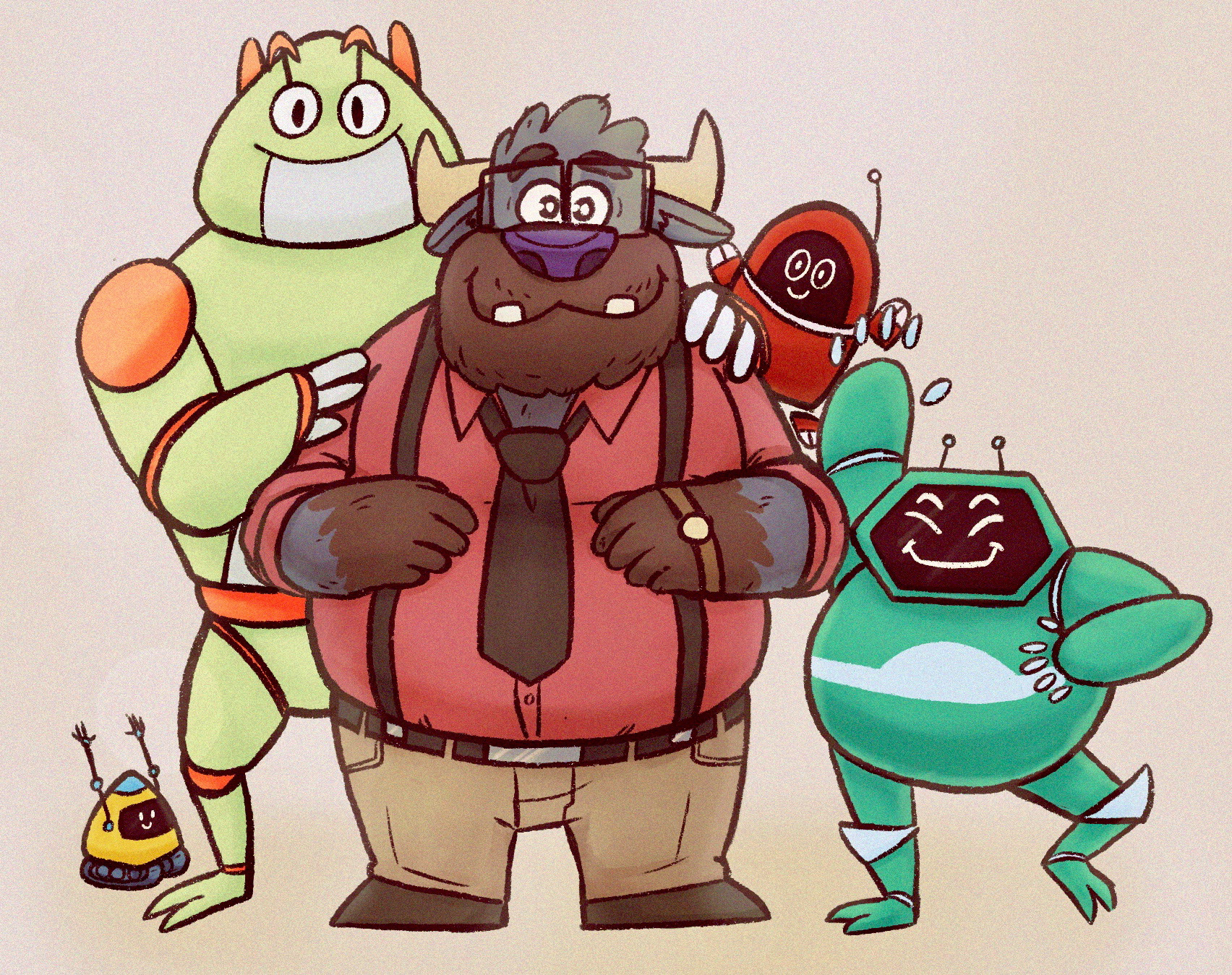 Qoby and Robo Pals. (Procreate. Feb.2019)