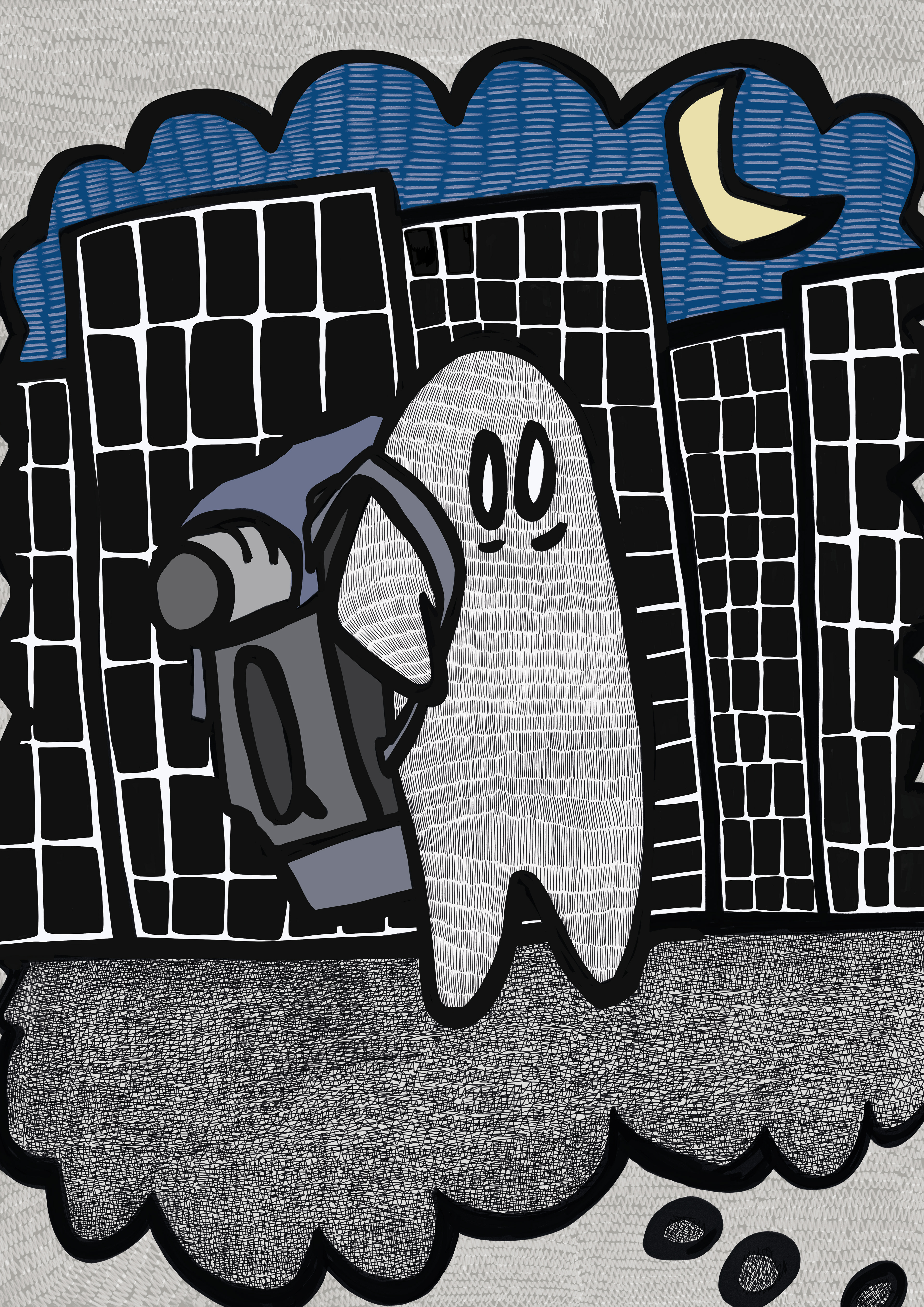 Léon rêve de voyage pendant le "grand" confinement, dessin digital, mars-septembre 2020
