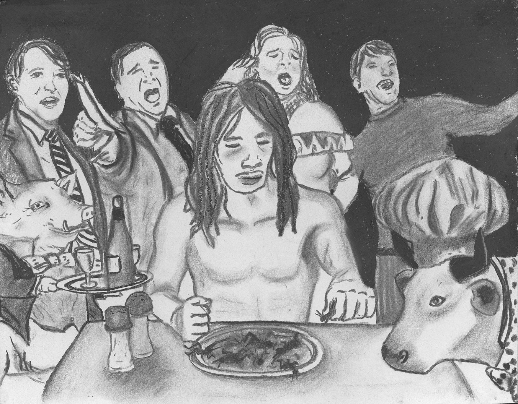 "Savages" Charcoal Drawing