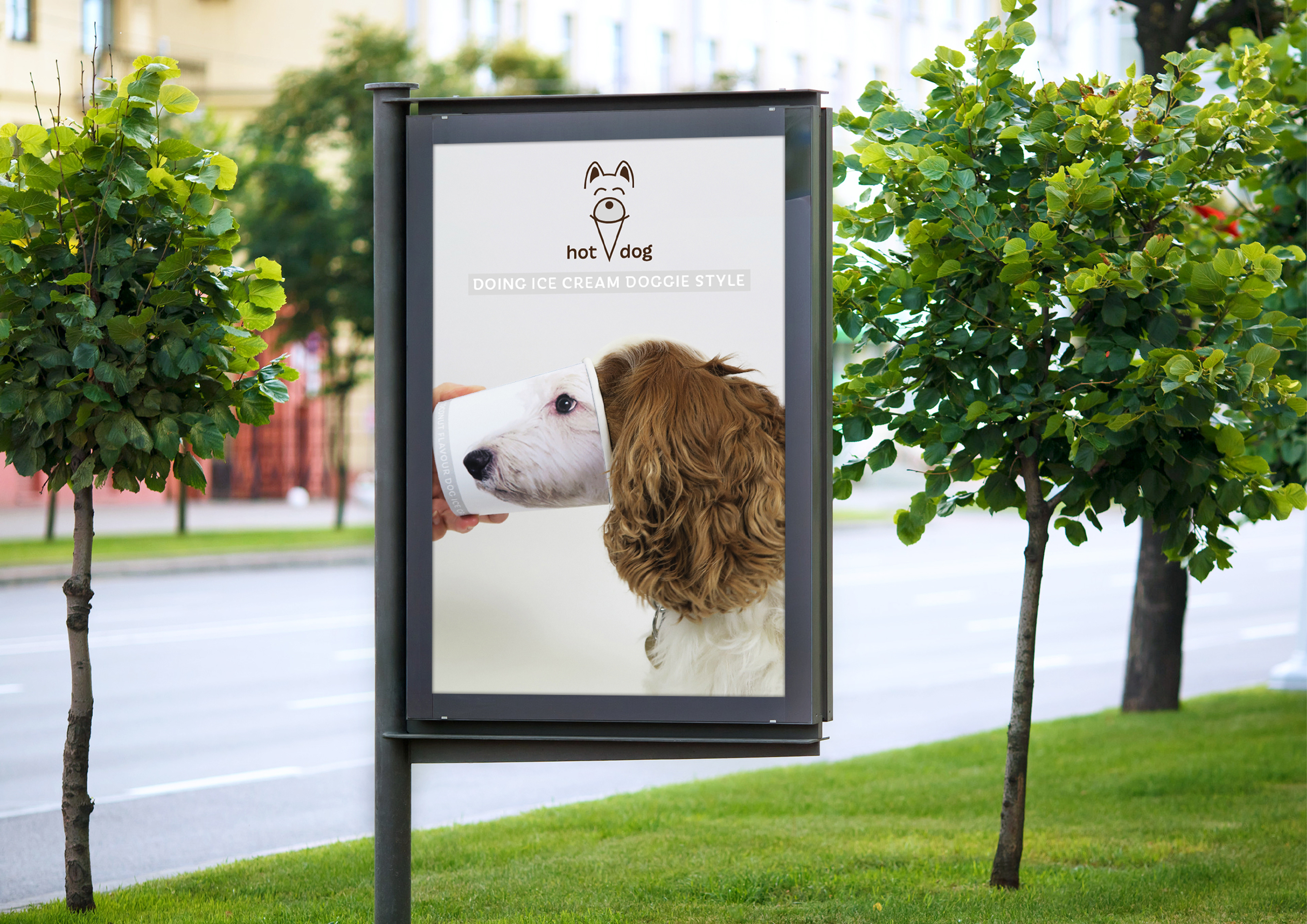 dog ice cream poster with a funny idea designed by freelance graphic designer melissa carne in cornwall
