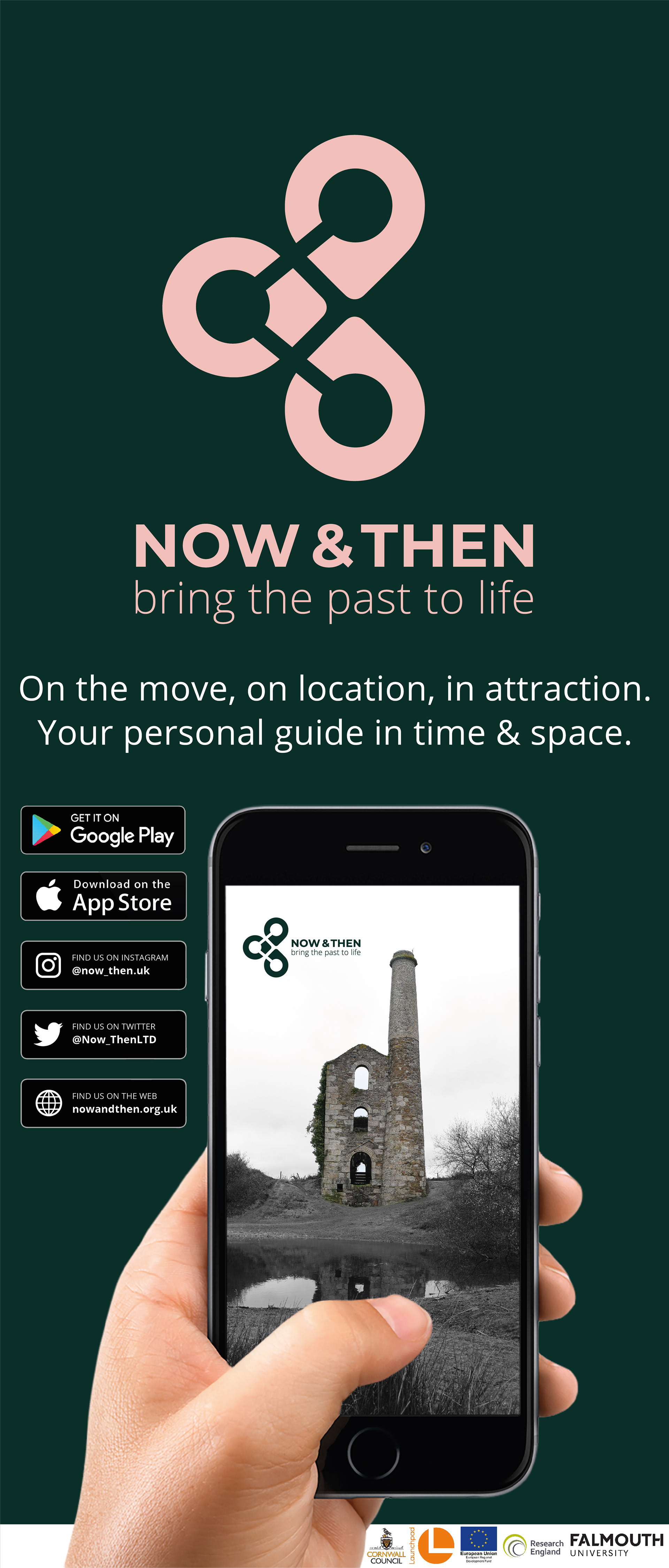 pop-up banner design branding for now and then by freelance graphic designer melissa carne in cornwall