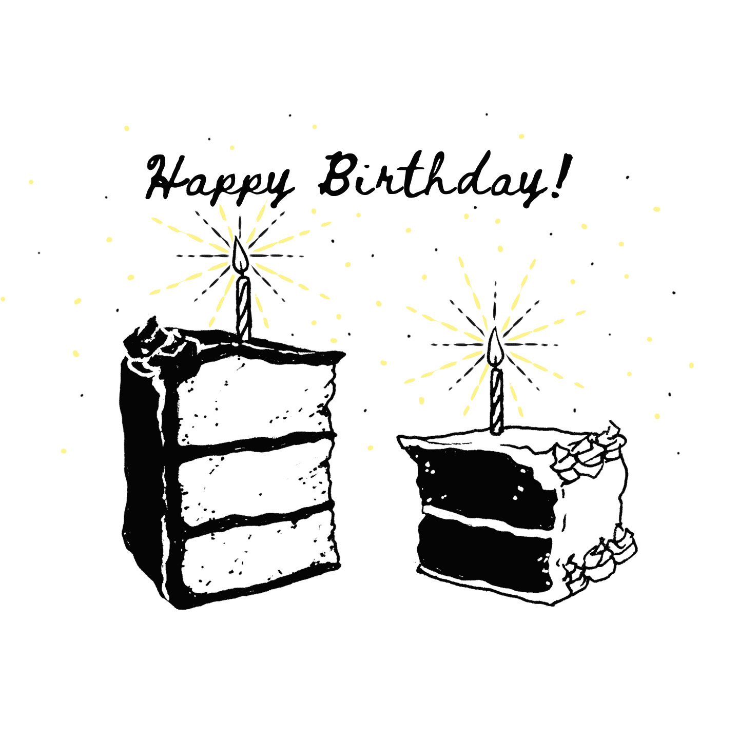 cake slices with candles - birthday card