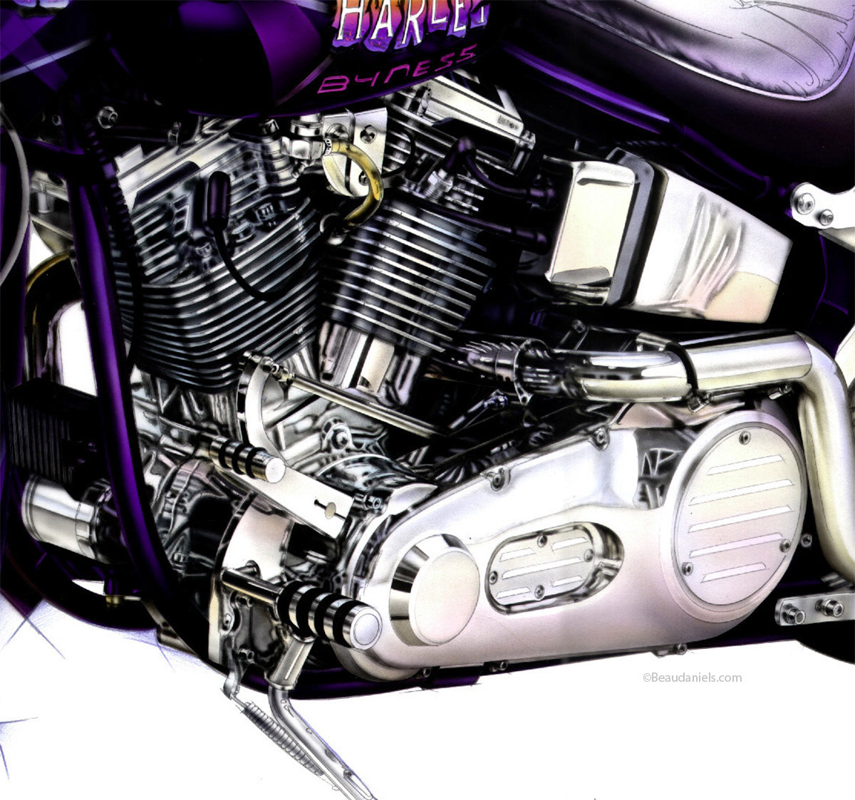 Close up of the engine.