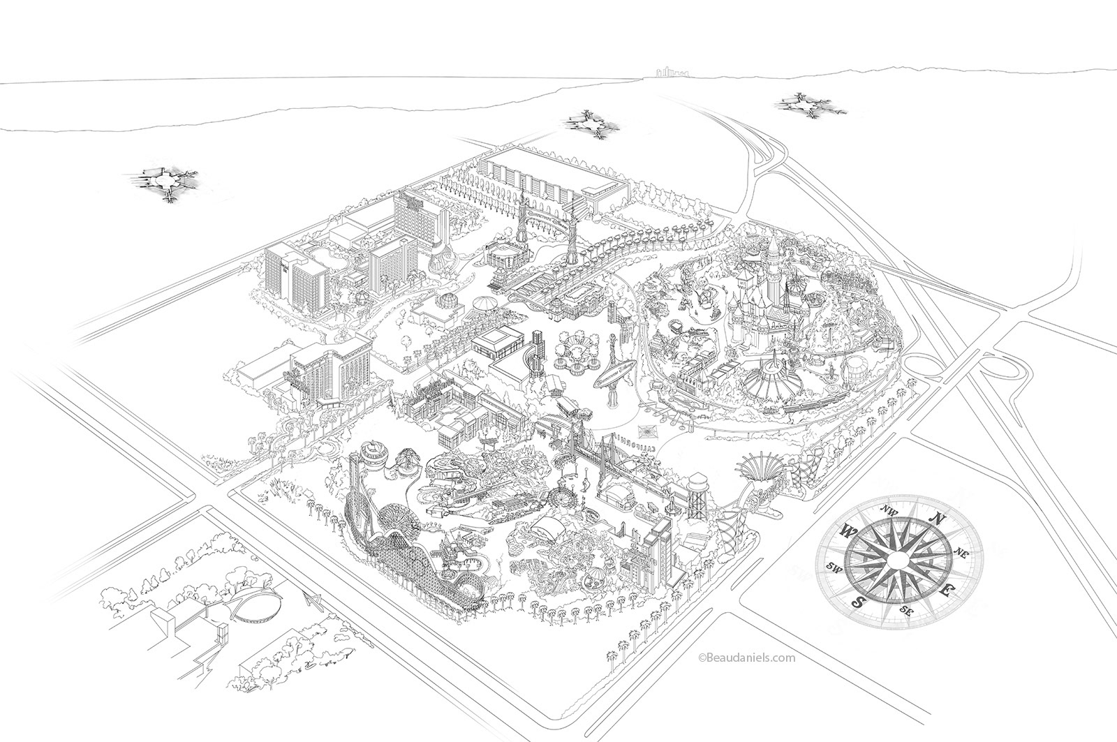 Line art for the Disney Map.