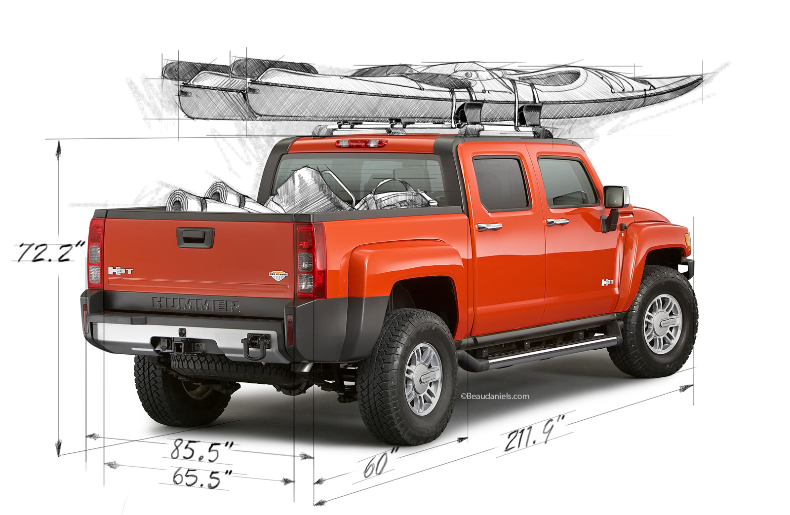 Hummer H3T,water package. Drawn and composited in photoshop.