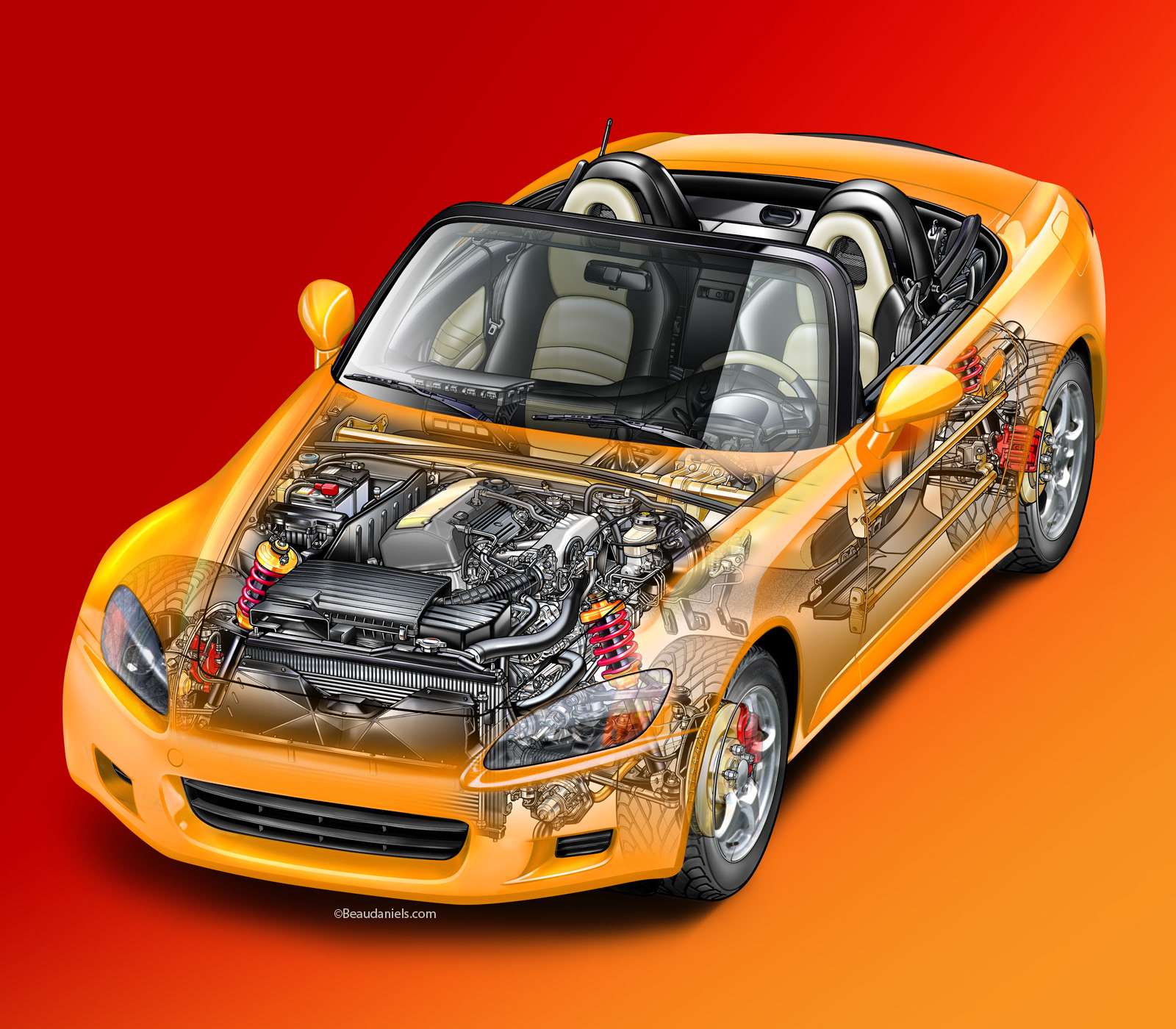 This is the completed cutaway car illustration