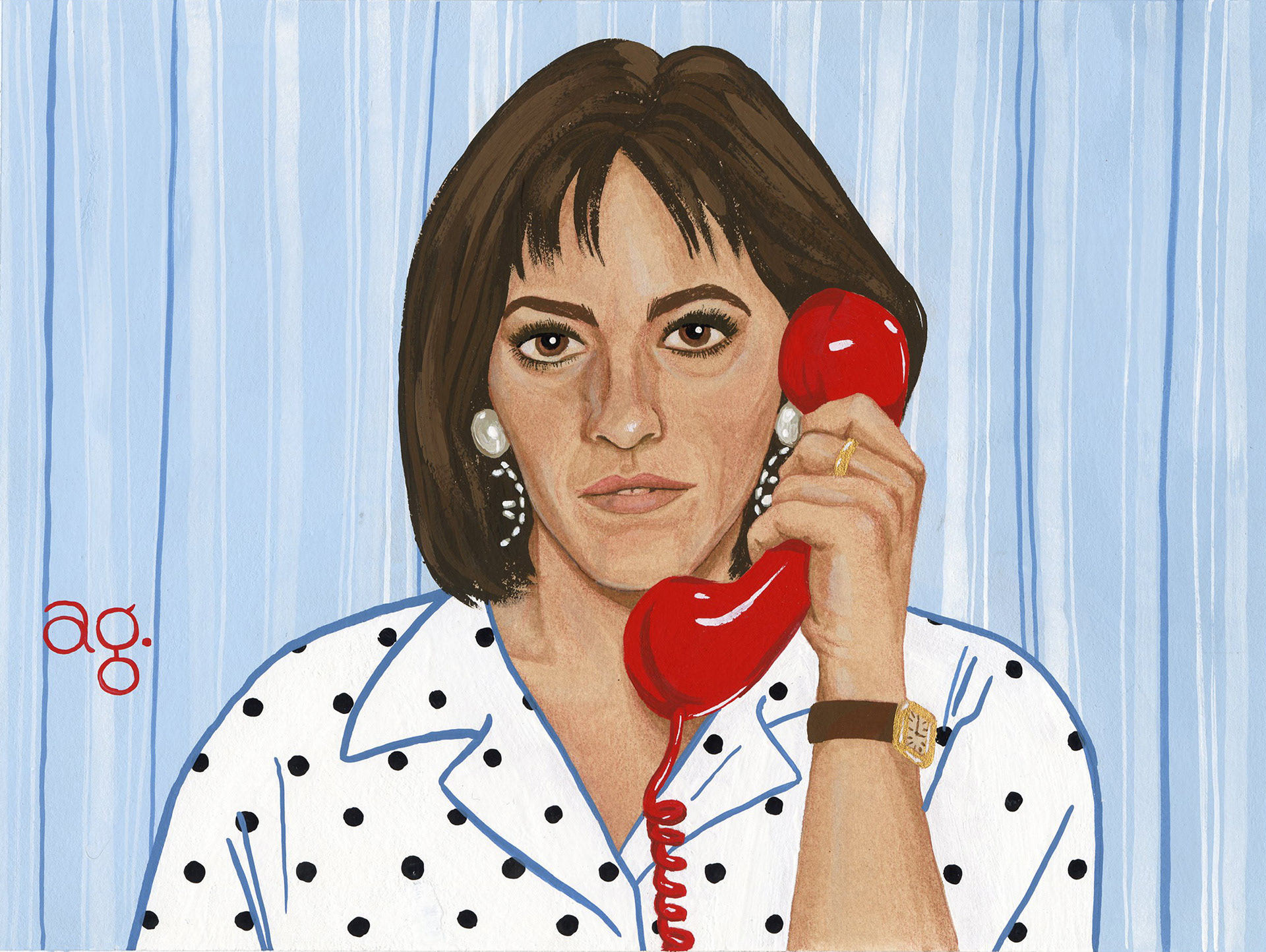 Woman on the Verge of a Nervous Breakdown - colored pencil, gouache, acrylic