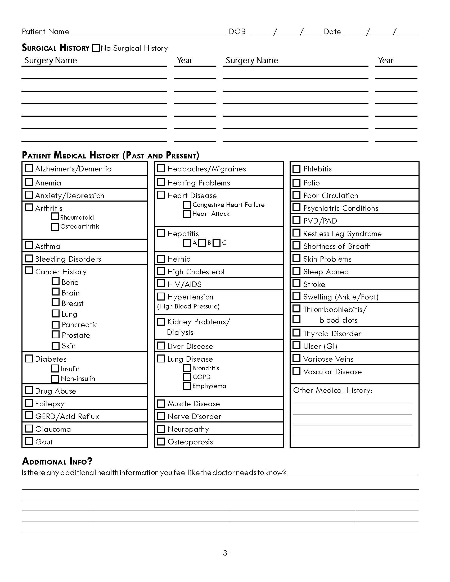 Ali Jones Design - Podiatry Patient Form