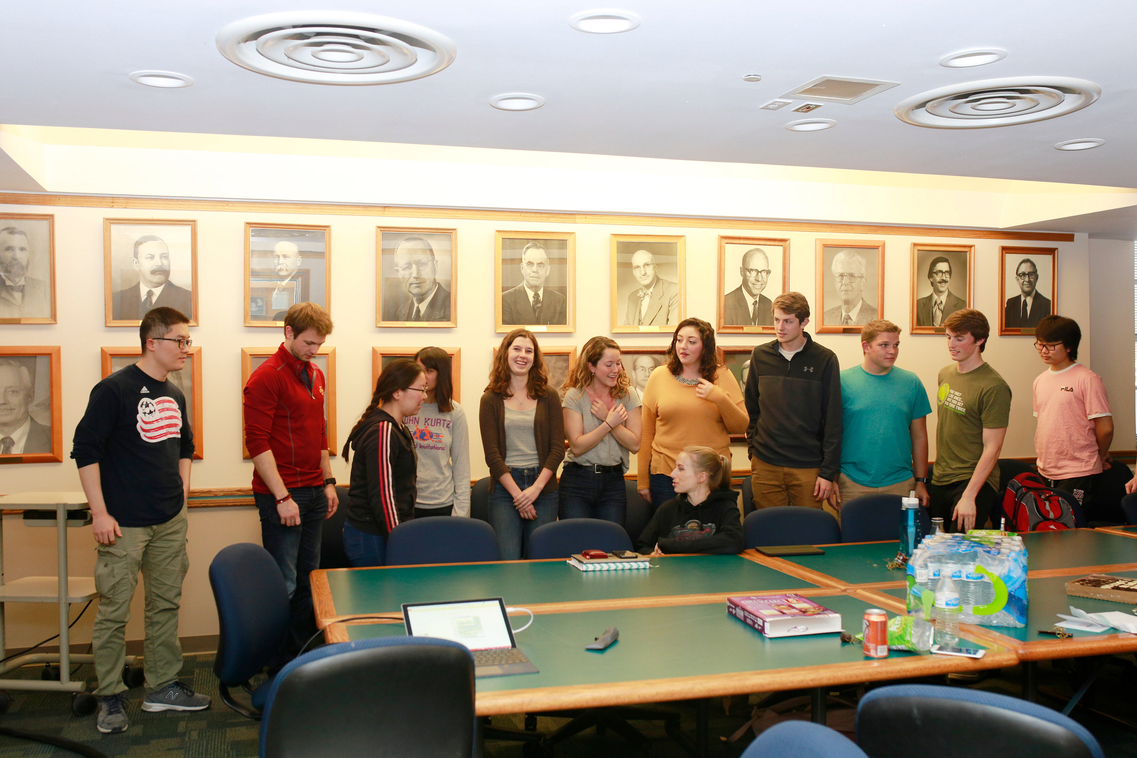 Lined up for group photos