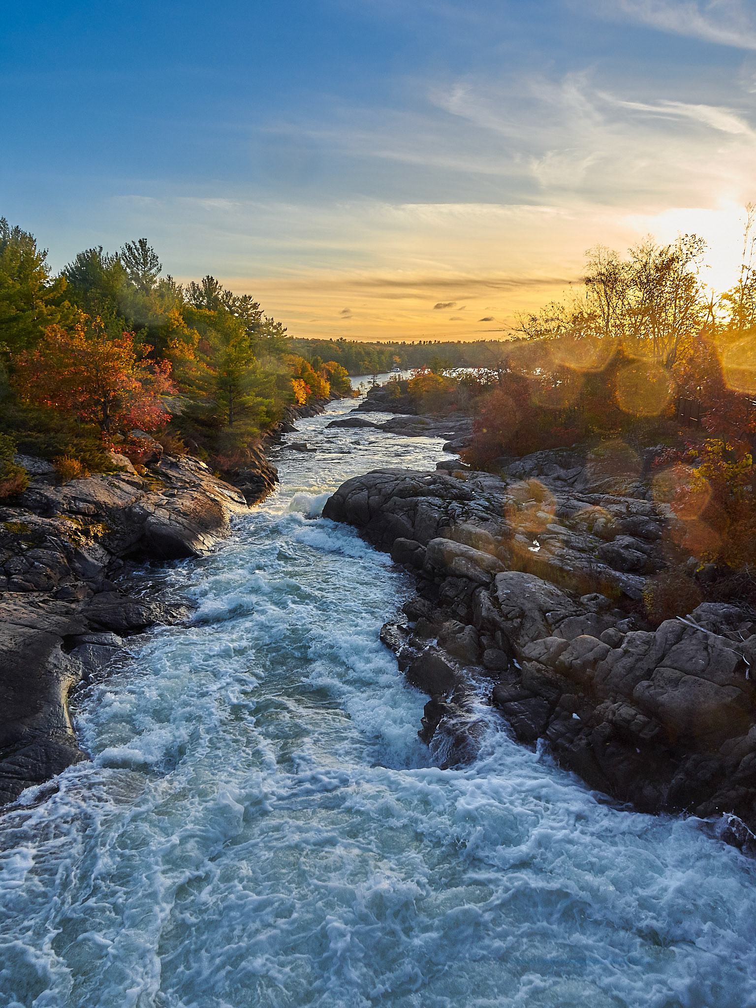 The Spillway is open and the sun is going down