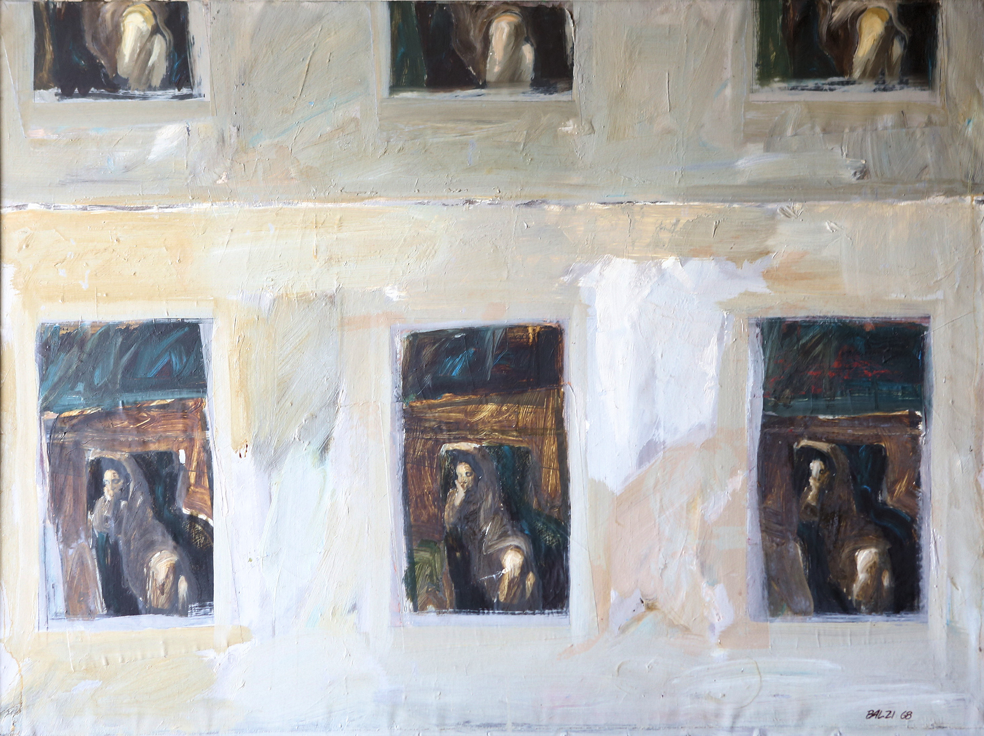 n.93 "Six Female Windows" Oil on canvas. Year:1968  134 x 100cm