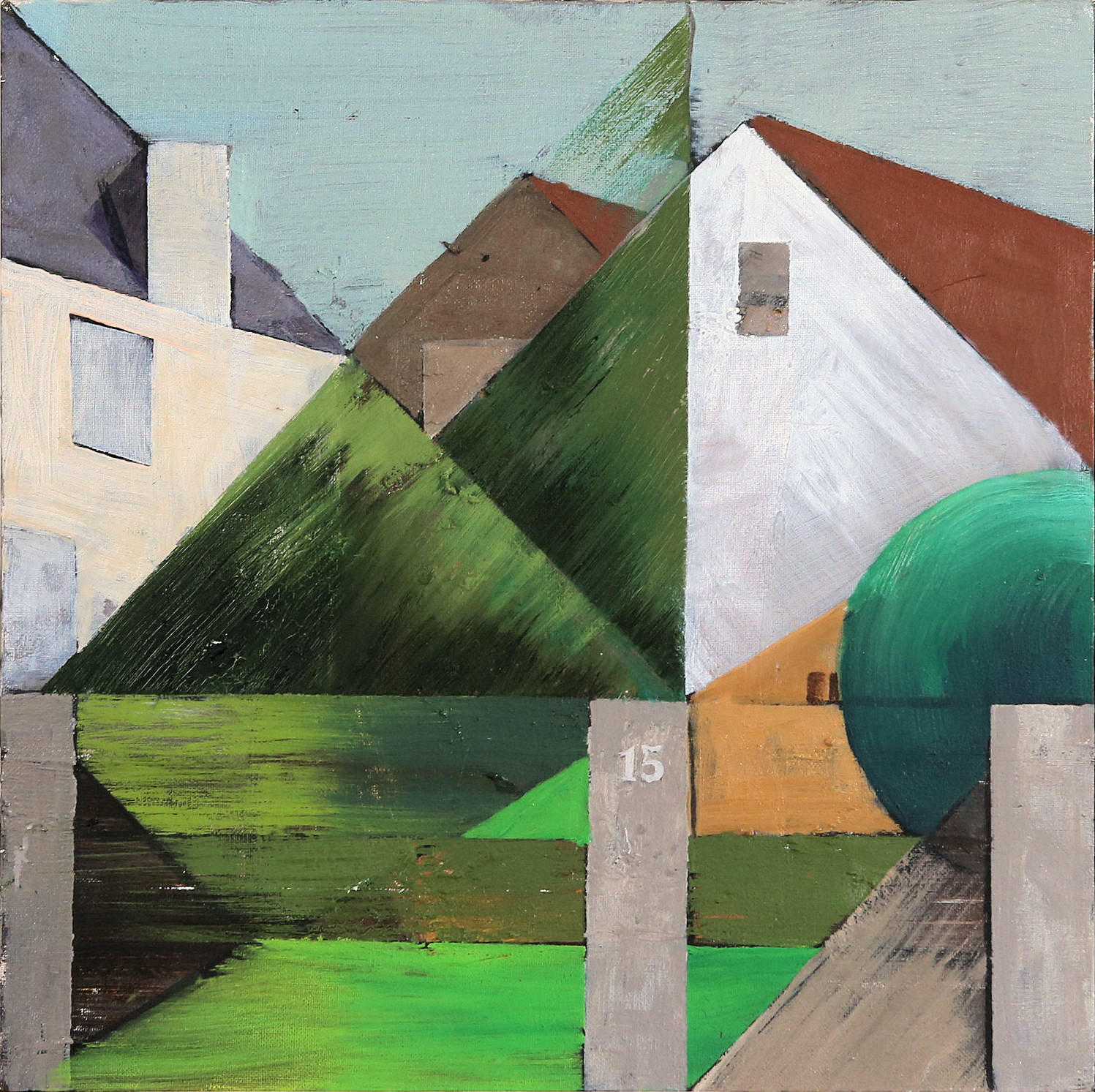 n.408 "Aighlhofstr. 15" Oil on canvas. Year:2016  40 x 40cm