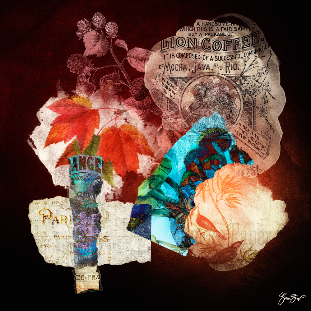 Mixed media collage art by Gina Startup