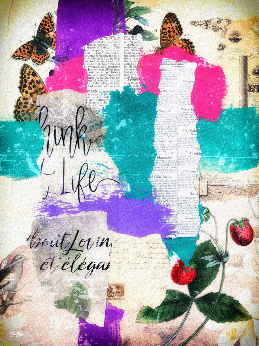 Mixed media collage art by Gina Startup