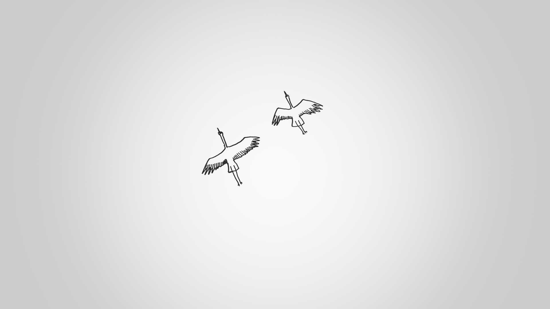Custom Hand-drawn minimalist illustration of two cranes flying from the "Ryanhood Coloring Book"