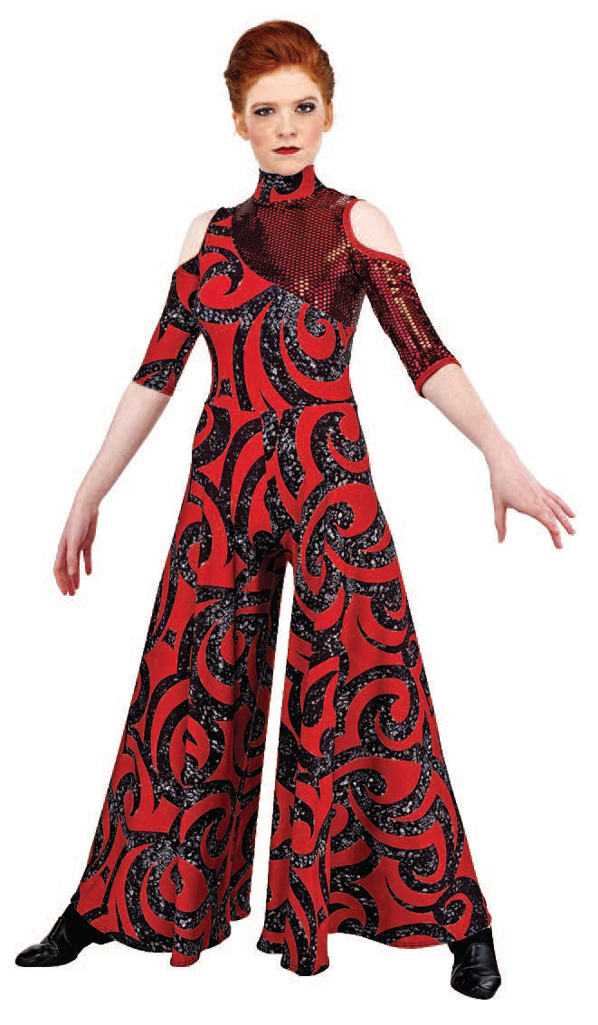 Hybrid Mock-T 3/4 Sleeve Cold Shoulder Palazzo Unitard red armor