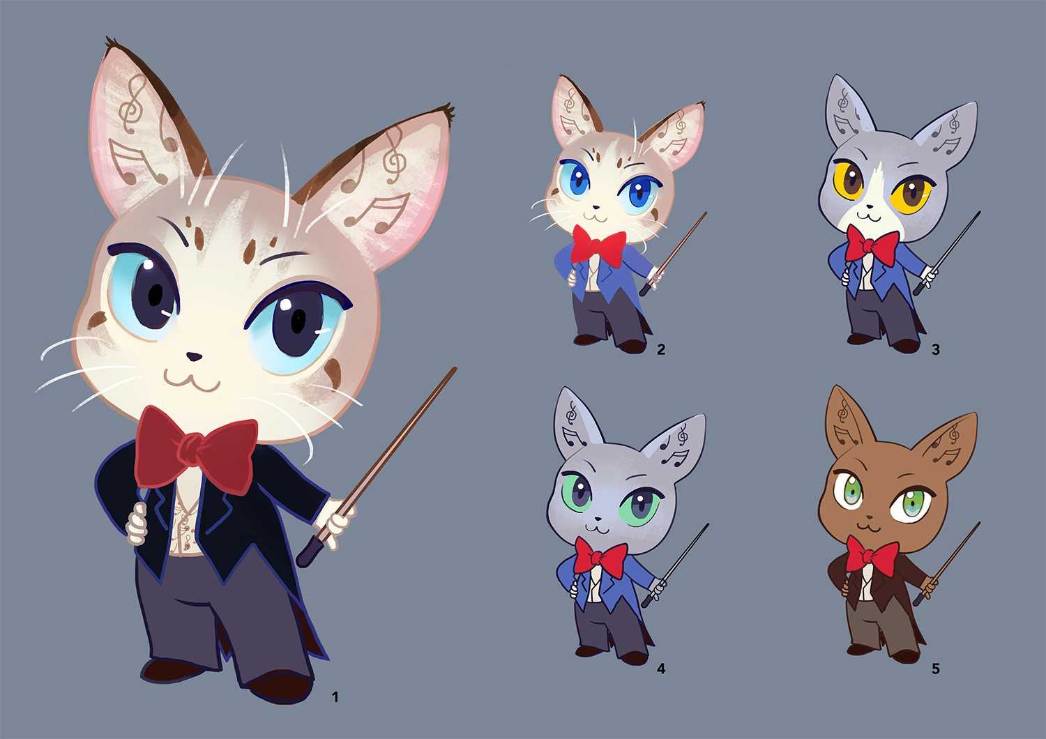 Different color concepts for the mascot design