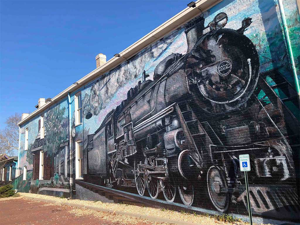 Large Train Station Mural (Ashland, VA) Trask/1500 studio collaboration.