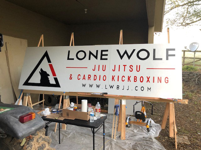 mid production Lone Wolf Jiu-Jitsu Signage