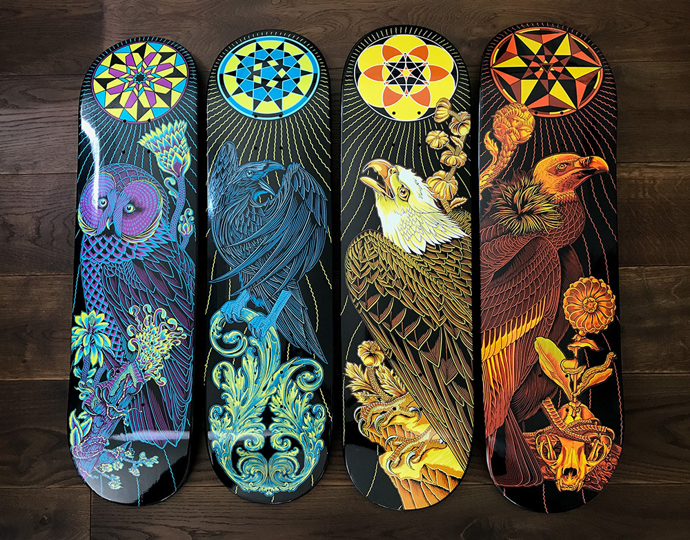 Official Palehorse Portfolio Technê Skate Deck Series Technê Skateboards Collaborates With Some Amazing Artists To Create Graphics That Are Works Of Art You Can Hang On Your Wall