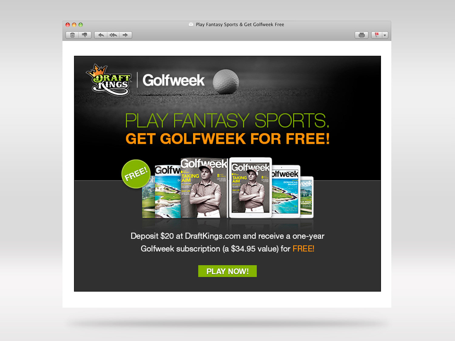 DRAFT KINGS/GOLFWEEK E-BLAST