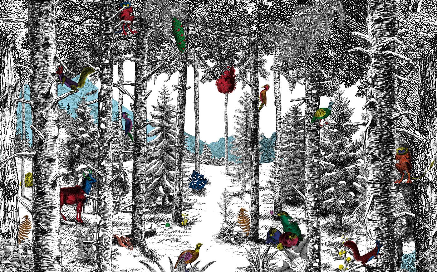 Illustration de motif textile pour la collection automne-hiver 2018 de Rue Begand