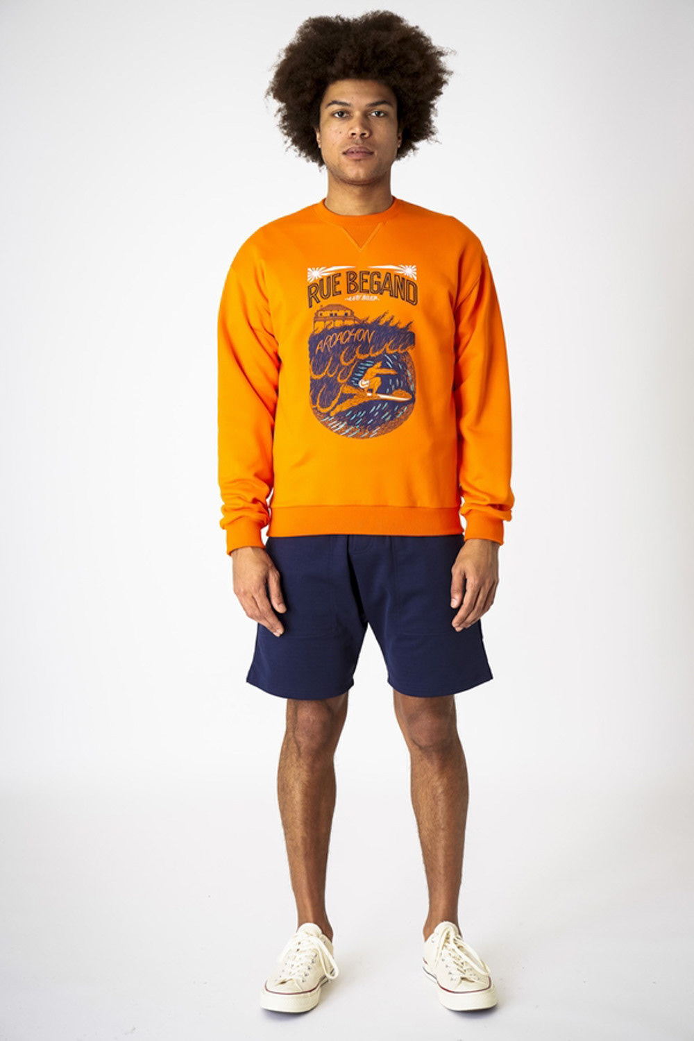 Photoshoot du motif textile sur sweat de la collection printemps-été 2019 pour Rue Begand