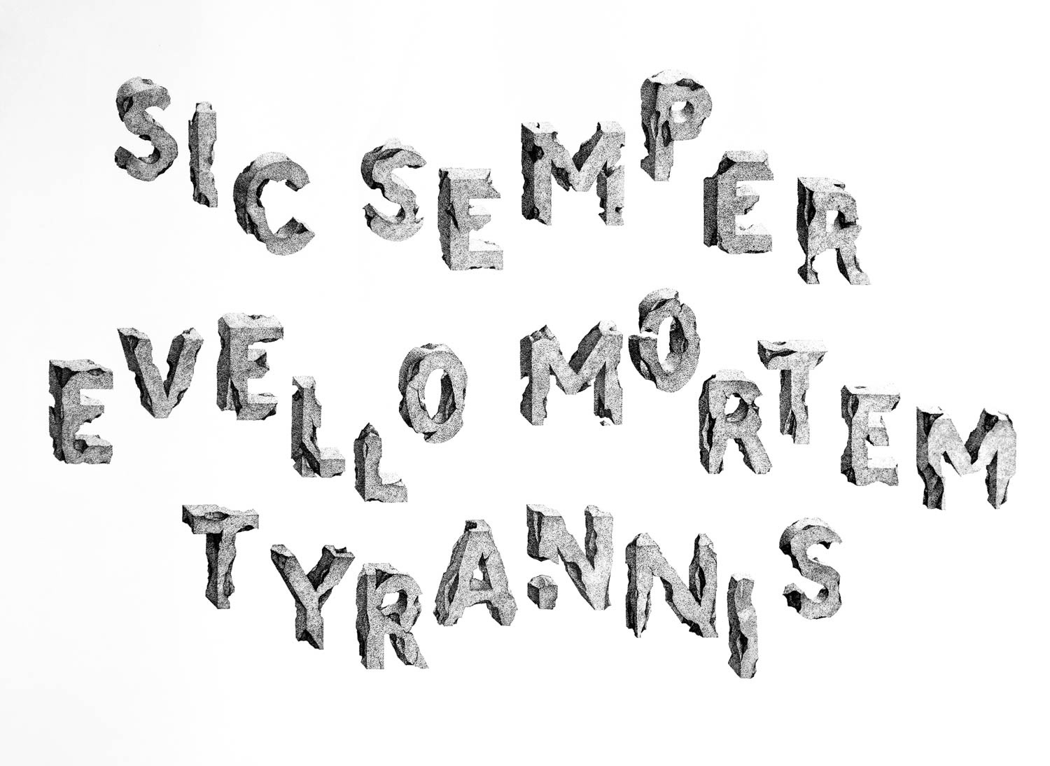 Illustration au points Sic Semper Evello Mortem Tyrannis