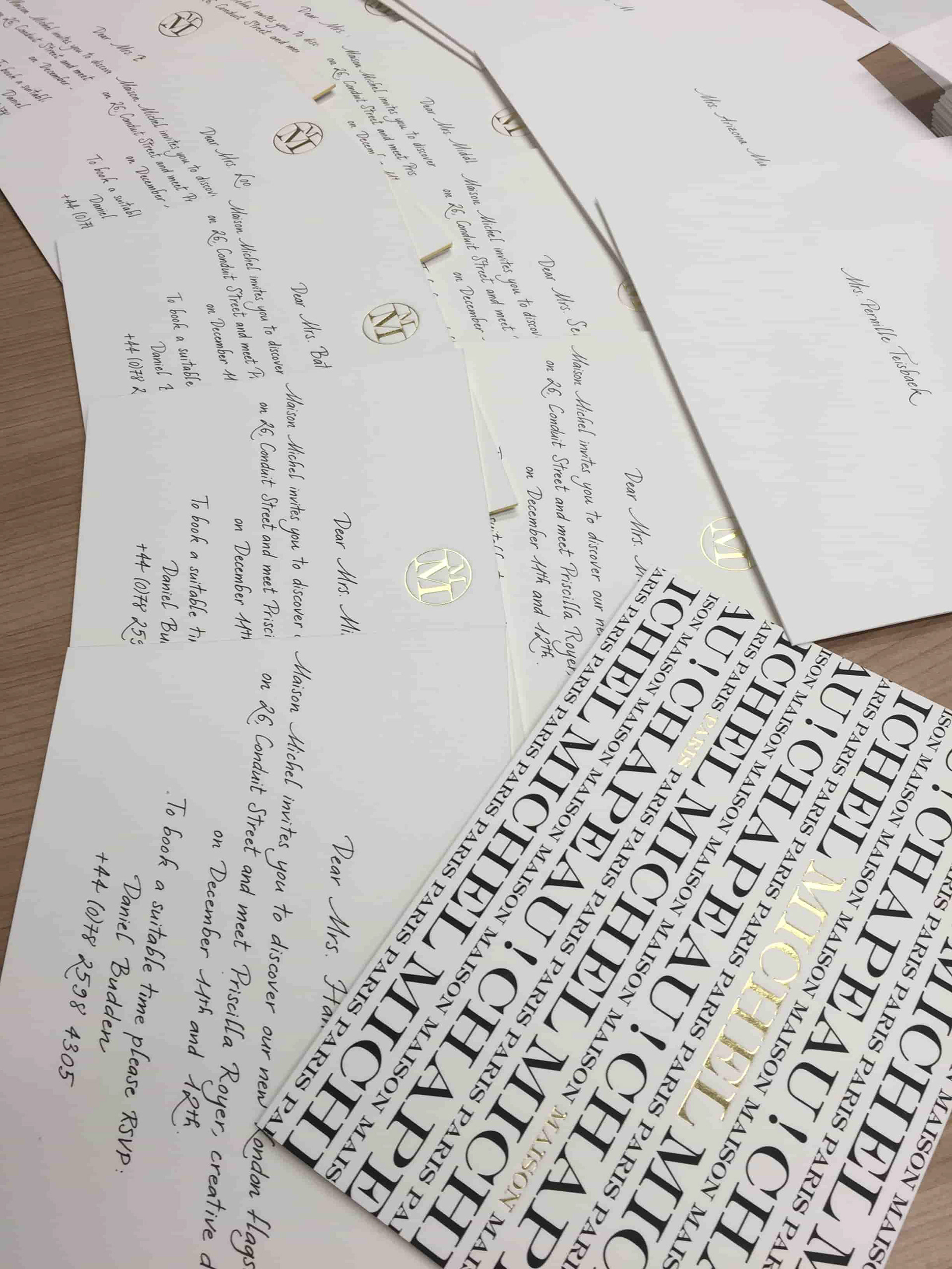 calligraphie pour invitation maison michel chanel