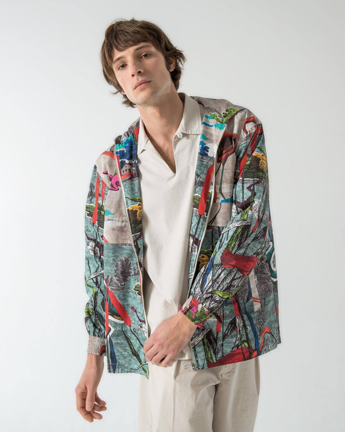 Shooting veste Rue Begand avec motif camargue de la collection printemps-été 2020